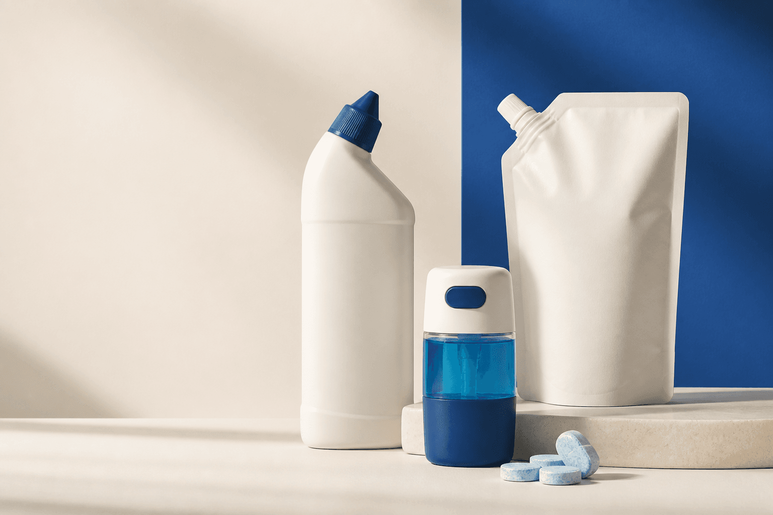 Illustrative unbranded packaging concepts for toilet care formats