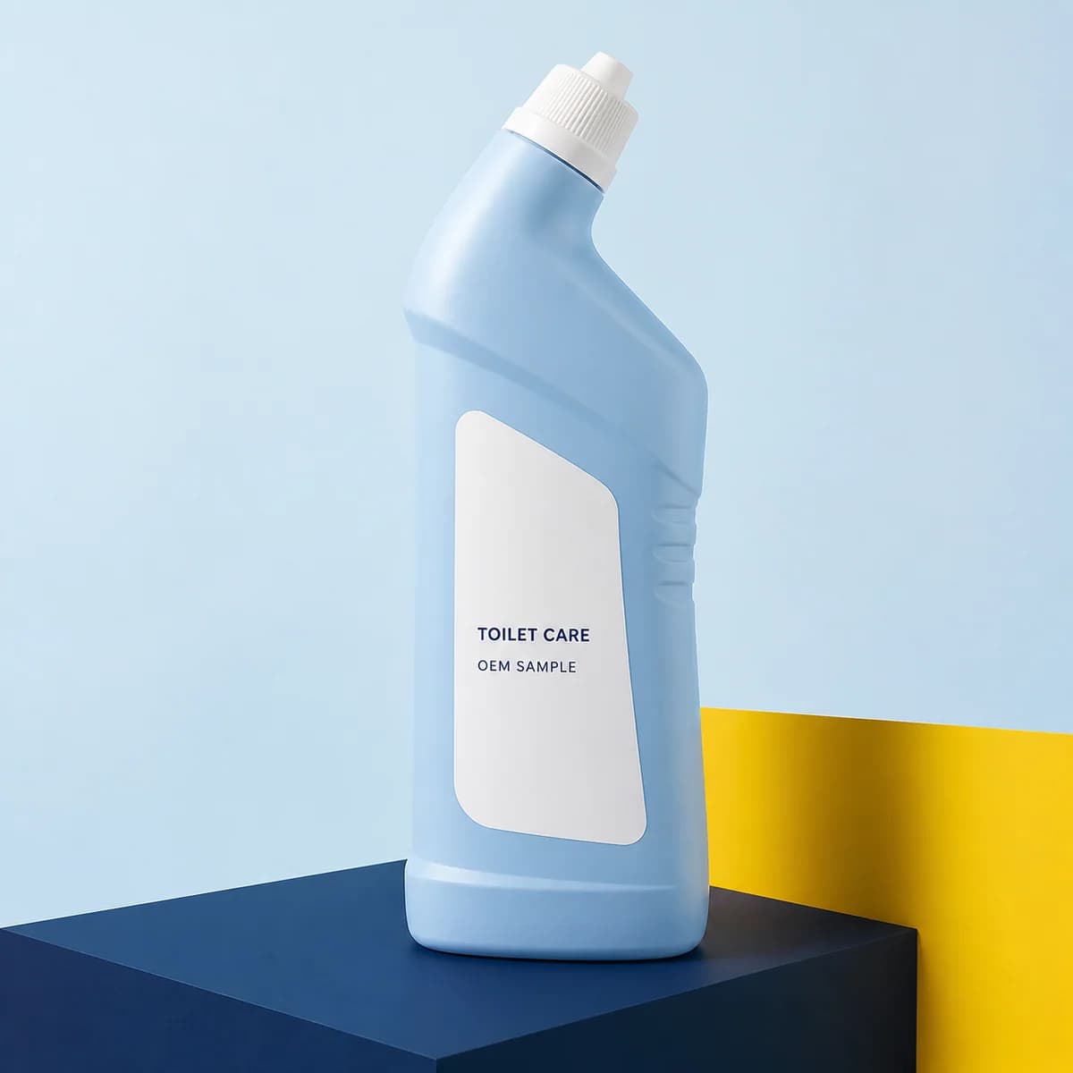 Illustrative unbranded angled-neck packaging concept for a hydrochloric-acid toilet cleaner
