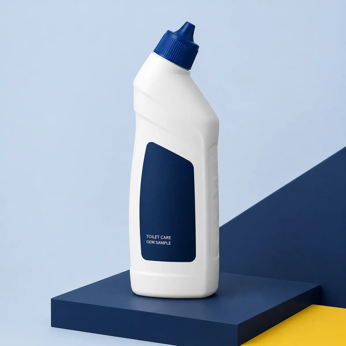 Illustrative unbranded angled-neck packaging concept for an oxalic-acid toilet cleaner